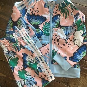 Adidas Kids Floral Matching Set - Pink and Blue